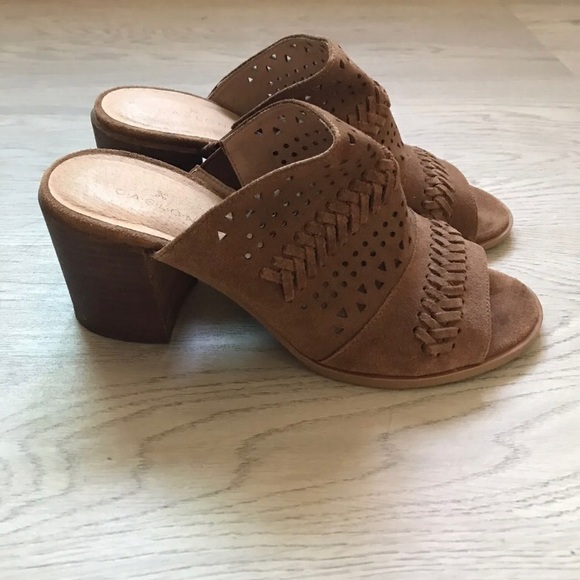 NEW Caslon Cognac Suede Maggie Slide Sandal Block Wood Heel Size 8.5, Brown - Picture 6 of 12